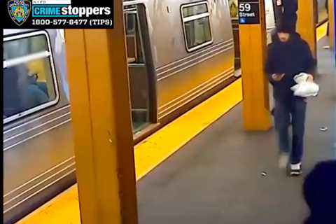 Man thrown against moving R train