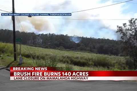 A brushfire occurs along the Hamakua Coast on Hawaii Island
