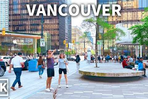 【4K】Downtown Vancouver Walk on A Hot Spring Day | Travel Canada (Binaural City Sounds)