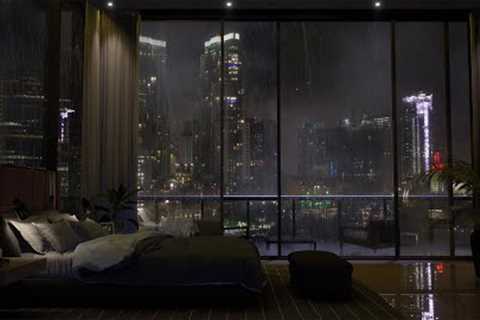Spend The Night In An Exclusive Luxury Miami Apartment | Heavy Rain & Thunder Sounds Outside |..