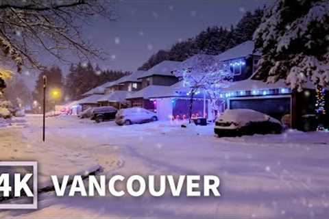 【4K】Snowy Walk in East Vancouver | Christmas 2022 | Canada Winter Snow Walk and Snow Footsteps Sound