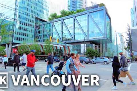 【4K】Downtown Vancouver Summer Walk,  Art Gallery， Canada Place， Travel Canada, Binaural City Sounds
