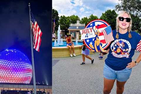 EPCOT 4th of July! Heartbeat of Freedom Fireworks, NEW Tree Cake, Colonial Characters, Rides &..