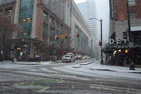 Downtown Seattle, Walking in Fresh Snowfall, Washington Winter 2022