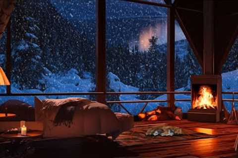Chill out during a blizzard with a crackling fireplace | Winter wonderland Ambience for Sleep, Study