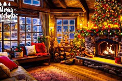 Snowfall Winter Night in Cozy Christmas Ambience🎄 Relaxing Christmas Jazz music for good mood