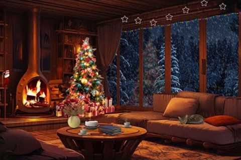 Deep Sleep with Blizzard and Fireplace Sounds | Christmas Ambience in a Cozy | Wonderland relaxation