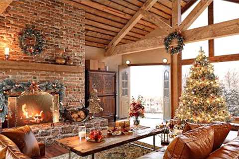 Peaceful and Relaxing Christmas Space, Warmed by Christmas Jazz Music and Warm Fireplace
